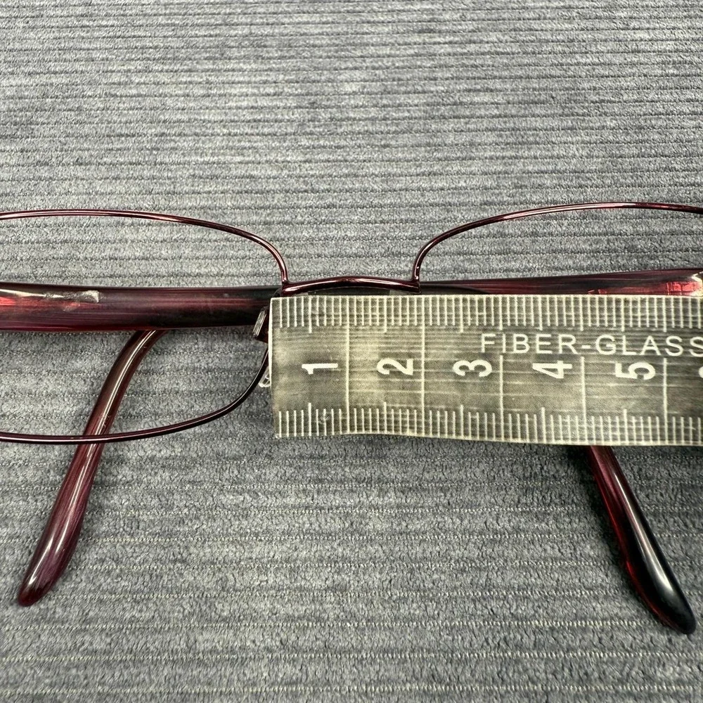 Revlon Burgundy Rectangular Eyeglass Frames Crystal Logo Accents Wine Red Metal